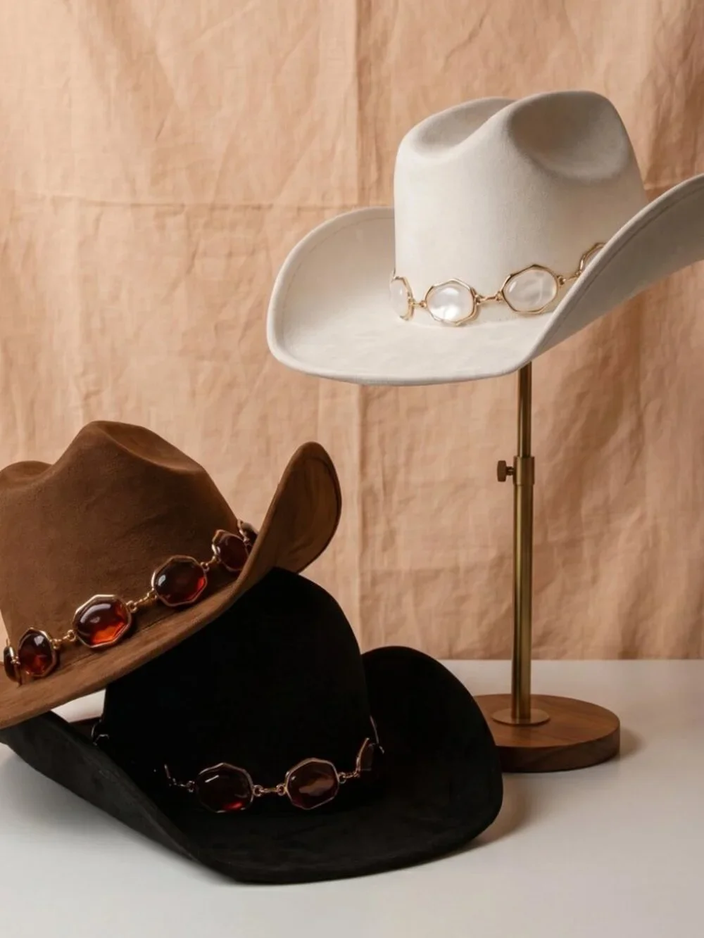 Stylish Oval Stone Concho Cowboy Hat